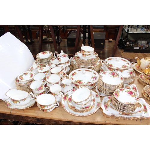 33 - Royal Albert Old Country Roses dinner and teawares with two tureens, teapot, sandwich plates, over 1... 