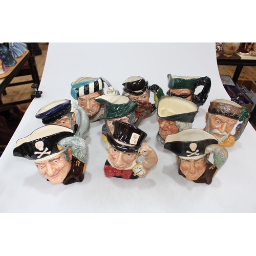 37 - Collection of ten Royal Doulton character jugs including Dick Turpin and Robinson Crusoe.