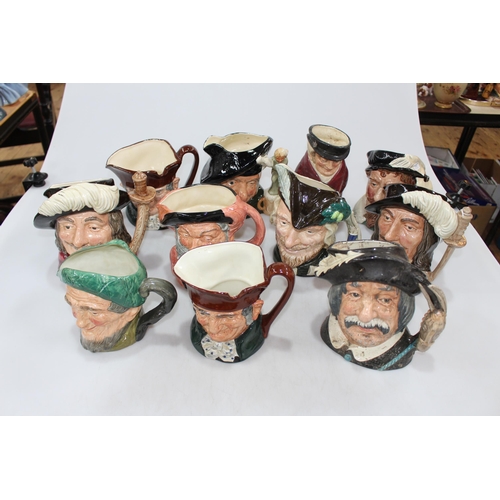 38 - Collection of eleven Royal Doulton character jugs including Tam O'Shanter, Auld Mor and Falstaff.