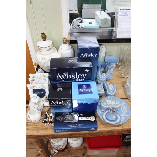 46 - Collection of Aynsley and Wedgwood Blue Jasperwares.