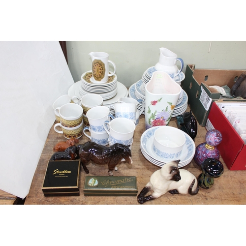 50 - Royal Doulton Cranbourne and Parquet part table wares, Beswick, Radford vase, Poole, paperweights, e... 