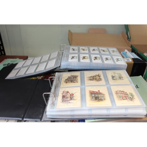 59 - Collection of postcards, cigarette cards and stamps, including Ogdens, Gallaher Ltd.