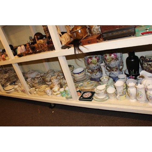 98 - Collection of decorative part tea sets, Victorian porcelain, vase, curtains, etc.