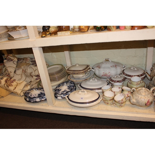 98 - Collection of decorative part tea sets, Victorian porcelain, vase, curtains, etc.