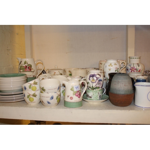 99 - Collection of commemorative mugs, Ringtons, Spode, Wedgwood Sarah's Garden, glass, pair table lamps,... 