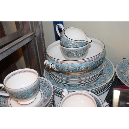 78 - Wedgwood Florentine part dinner service (approx 48 pieces), Waterford decanter, Liberty bowl, miniat... 