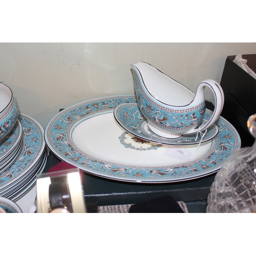 78 - Wedgwood Florentine part dinner service (approx 48 pieces), Waterford decanter, Liberty bowl, miniat... 