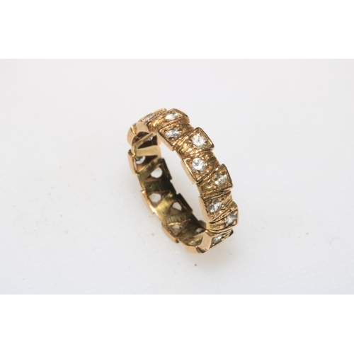 208 - 9 carat gold white stone eternity ring, size O.