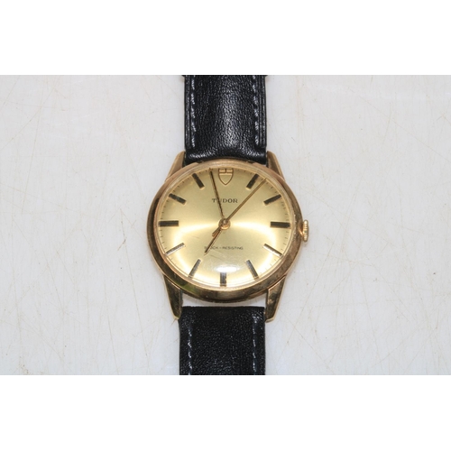 222 - 1970's Tudor 9 carat gold gents wristwatch, complete with Tudor Rolex case and box, original bill of... 