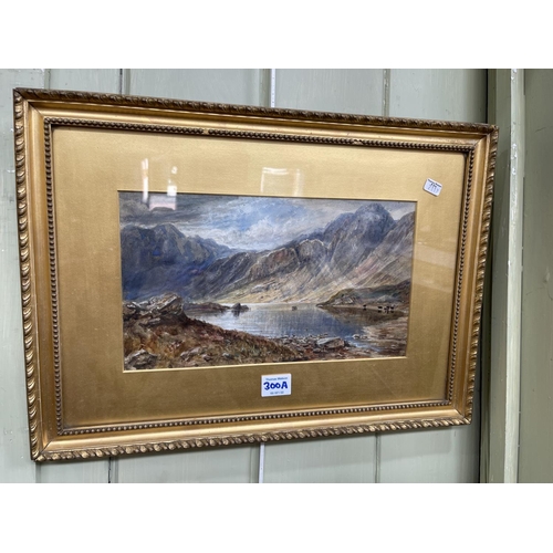 300A - Arthur Perigal RSA, Highland Lake Scene, watercolour, signed lower left, 16.5cm by 29.5cm, in glazed... 