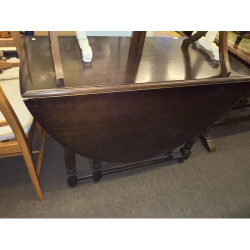 340 - Oak buffet sideboard, gate leg dining table and two drawer side table (3).