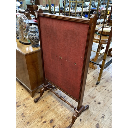 421 - Victorian mahogany double sliding panel screen, 124cm by 64cm.