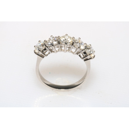 184 - Impressive five stone diamond ring set in platinum, diamond weight totalling 2.56 carats, size O.