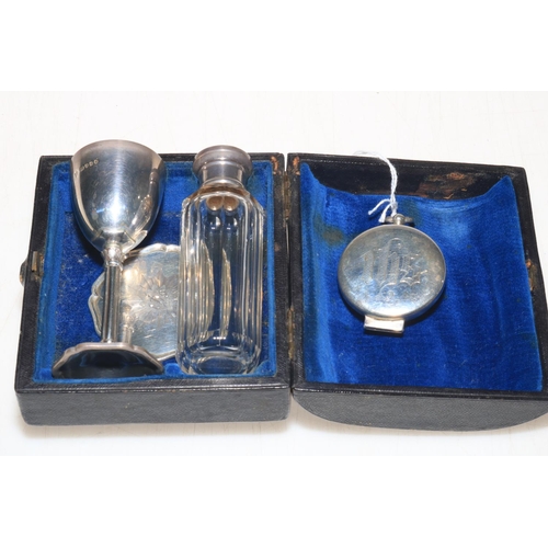 251 - Victorian silver portable communion set in fitted box by Edward Charles Brown, London 1872, together... 