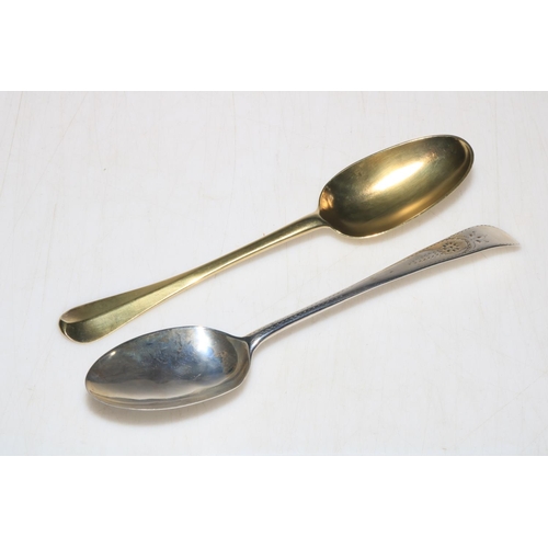 257 - George III silver bright cut tablespoon by George Gray, London 1783, together with rat tail silver g... 