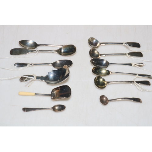 259 - Two silver caddy spoons, London 1843 and Birmingham 1804, together with collection of ten silver mos... 