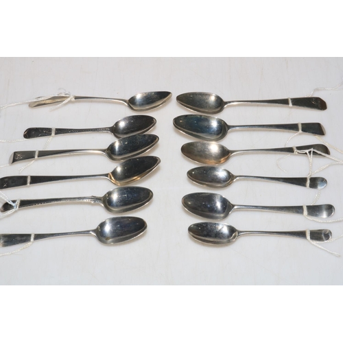 261 - Collection of twelve Georgian and later silver teaspoons of various makers and assay marks.