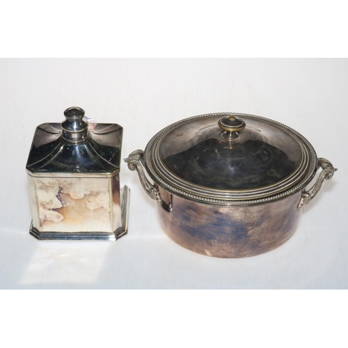 262 - French 1930's silver plated table lighter, Allumeur ROBJ, 13.5cm, and Elkingtons tureen, liner and c... 