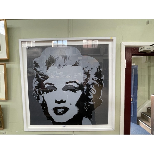 309 - After Andy Warhol, monochrome portrait of Marilyn Monroe, 90cm by 90cm, framed.