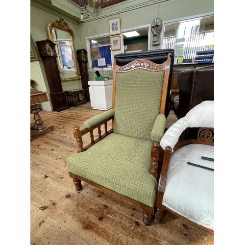 410 - Edwardian parlour settee, Victorian gents chair and Victorian Prie Dieu.