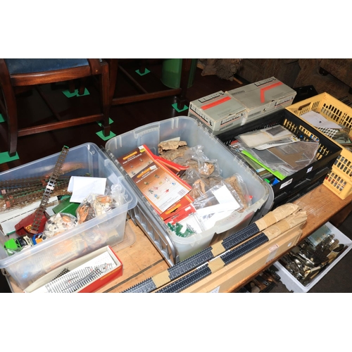 111 - Collection of model railway accessories including track, farmyard animals, agricultural vehicles, Ze... 