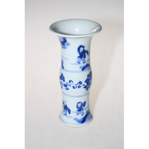 180 - Chinese blue and white Gu vase, 22cm