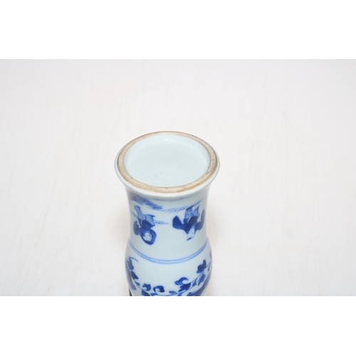 180 - Chinese blue and white Gu vase, 22cm