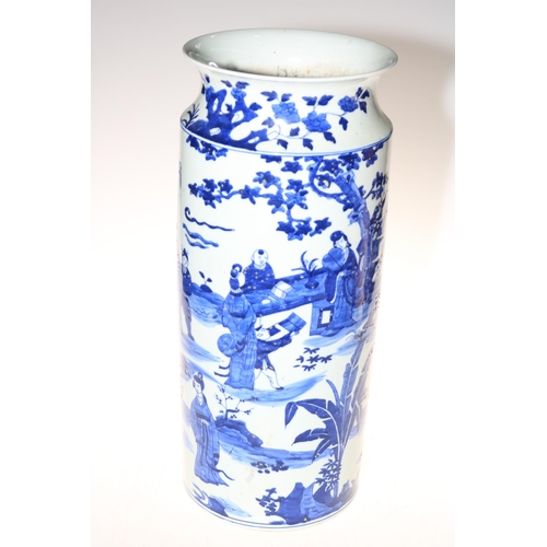 185 - Large Chinese blue and white vase, having continuous figure and landscape decoration, 48cm.