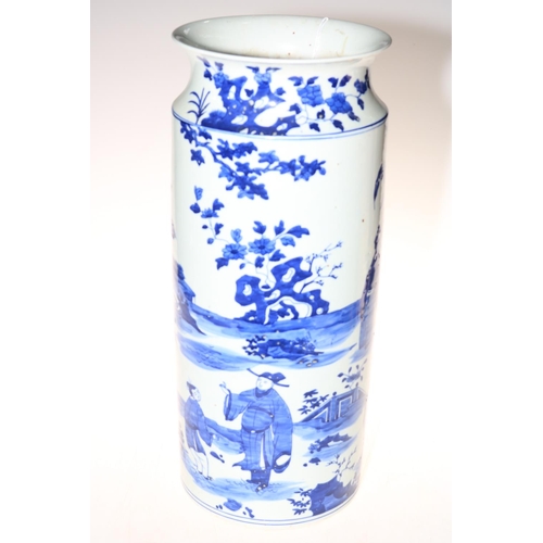 185 - Large Chinese blue and white vase, having continuous figure and landscape decoration, 48cm.