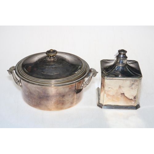 305 - French 1930's silver plated table lighter, Allumeur ROBJ, 13.5cm, and Elkingtons tureen, liner and c... 