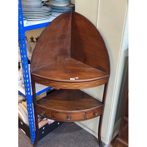 358 - Georgian mahogany and ebony line inlaid corner washstand and Georgian mahogany and line inlaid two d... 