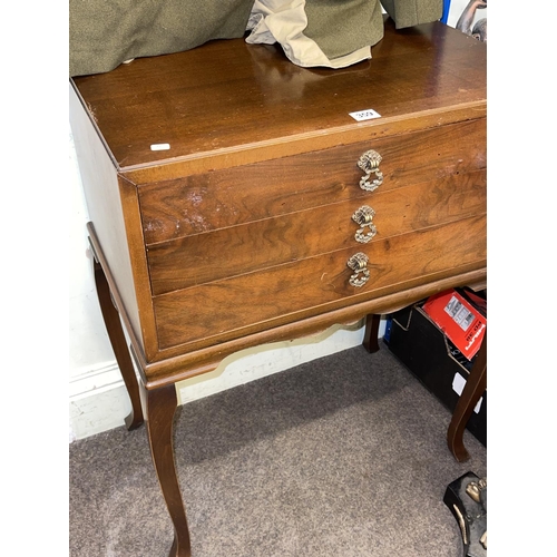 359 - Walnut three drawer cutlery cabinet and contents, Edwardian occasional corner chair, circular ball a... 