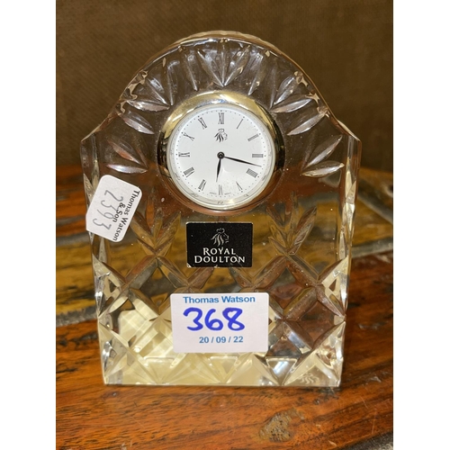 368 - Two wall clocks and Royal Doulton crystal desk clock (3).