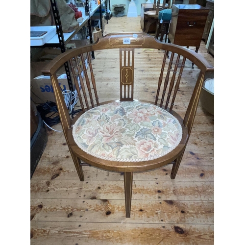 406 - Edwardian mahogany and line inlaid corner chair.