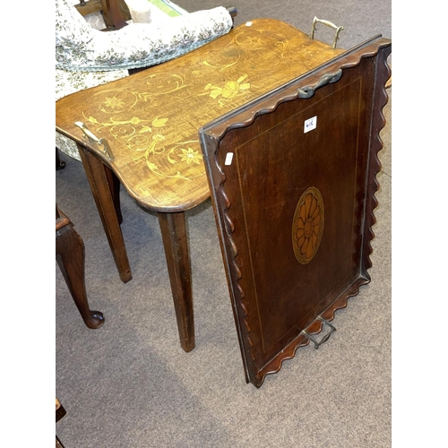 415 - Inlaid tray top table and inlaid tea tray.