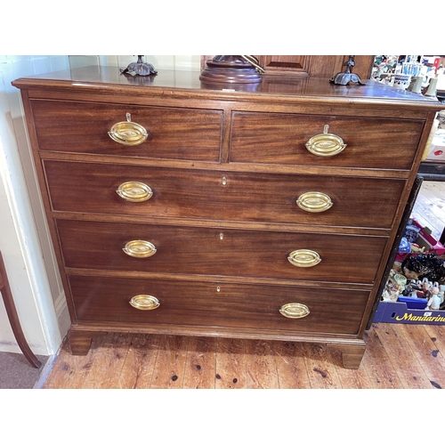 445 - Georgian mahogany chest of two short above three long graduated drawers on bracket feet, 98cm by 110... 