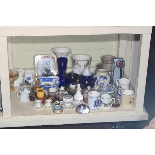 90 - Assorted china including Worcester Evesham, metalware, pair of jardinieres, wood items, etc.