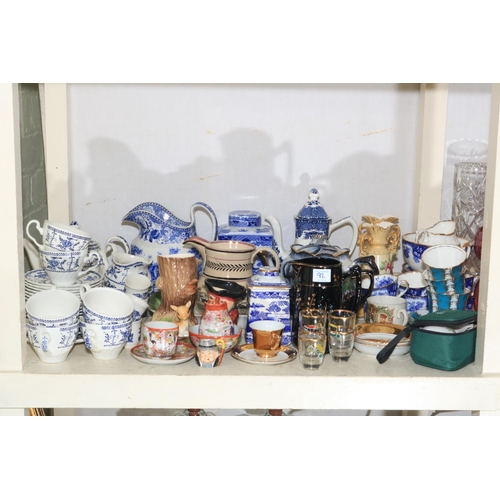 92 - Collection of china and glass including teawares, Ringtons caddy, ruby glass, commemorative china, e... 