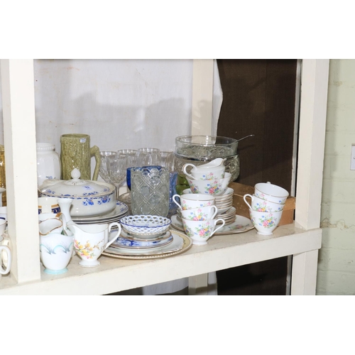 92 - Collection of china and glass including teawares, Ringtons caddy, ruby glass, commemorative china, e... 