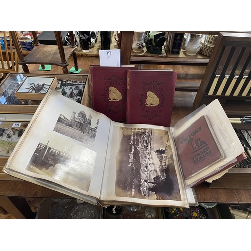 115 - 1875 albumen photograph album, stamp album, three volumes of Punch, war atlas, etc.