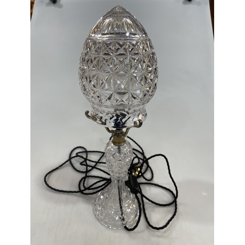 118 - Cut glass table lamp with glass shade, 52cm high.