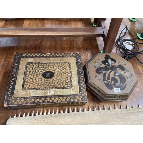 120 - Chinese lacquer serving box and a 19th Century lacquer games box.