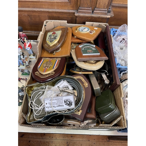 16 - Military regiment wall plaques, trench art, cap badges inc Staybrites, medallions etc.