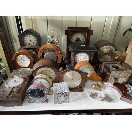 53 - Large collection of clocks, also vintage cameras, first aid box, etc.