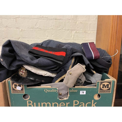 78 - Collection of mainly RAF military clothing inc uniform jacket, RAF bandsman busby hats, RAF Officers... 