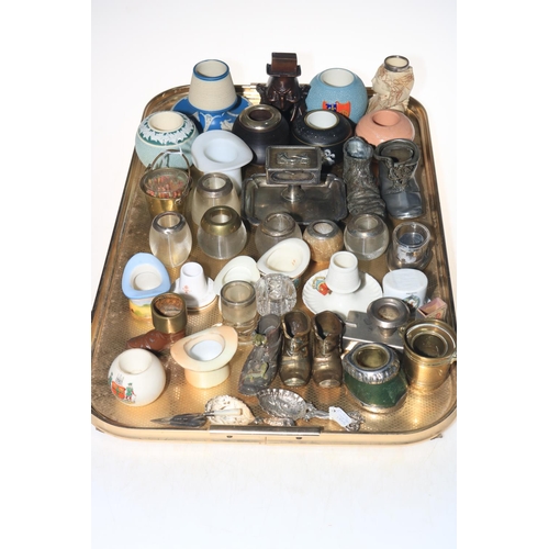 12 - Large collection of glass, china and metal match strikers and holders including silver topped, comme... 