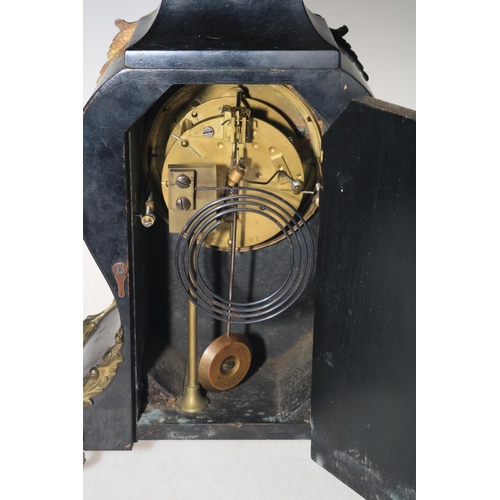 154 - Ornate gilt metal French boulé clock, 39cm high.