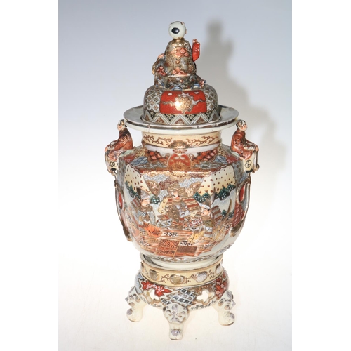 161 - Large Satsuma vase and cover, 55cm.