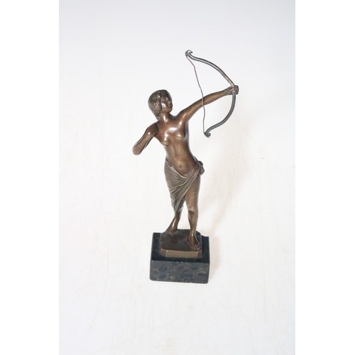 218 - Small antique bronze of Diana signed Gladenbeck (1850-1921), 18.5cm.