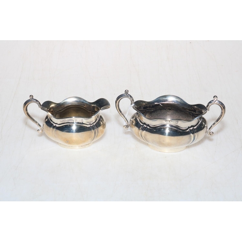 244 - Chester hallmarked silver sugar and cream, 1912 (3).